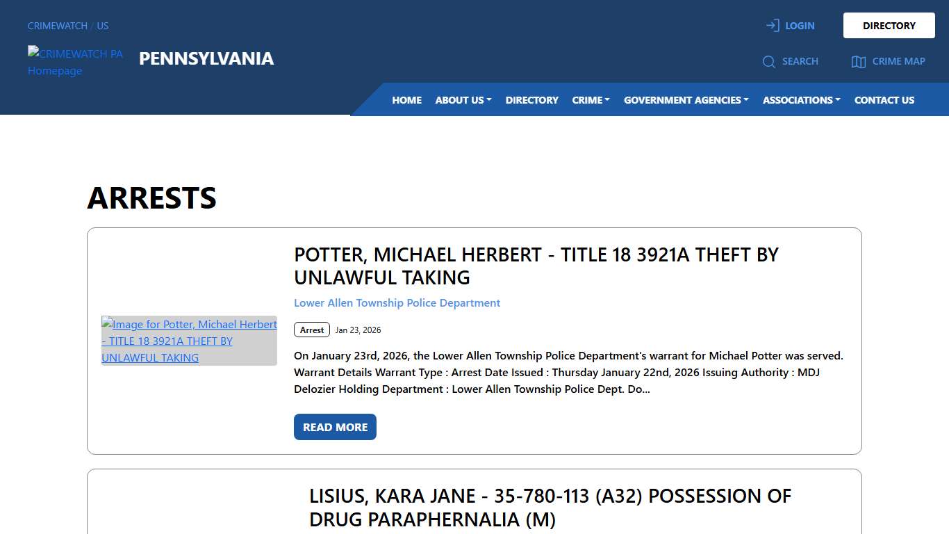 Pennsylvania Arrests CRIMEWATCH